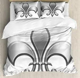 Medieval Duvet Cover Set with Pillow Shams Lily Flower Symbol Print