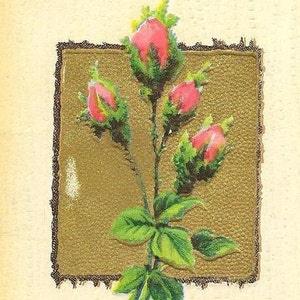 Red Rose Bouquet on Antique Easter Postcard - Beautiful Botanical Card Floral Postcard