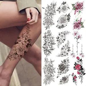 Peony Flower Temporary Tattoo - Lily Chains Tattoos Art Stickers Supplies 1pc Se