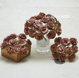 25pcs Brown Carnations Scrapbooking Mulberry Paper Flower Cards Garland Gift box