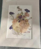 Vntg Dried Pressed Wild Flowers  Picture Mat Board Spring Pansy Huguette Berzon