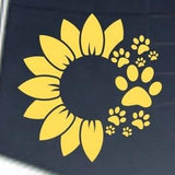 Sunflower and paw print decal ~ Bright and sunny decal ~ Flower ~ Pets