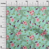 oneOone Cotton Poplin Fabric Watercolor Leaves & Peony Floral Print-psJ