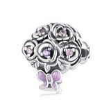 New 925 Sterling Silver Handmade Women Rose Bouquet Charm Fit DIY Euro Women Bracelets
