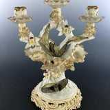 Spectacular Antique MOORE BROS Orchid Covered Candleabrum Attached Vases c. 1880