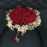 Red Rose Bridal Bouquet, White Rose Bridal Bouquet, Rustic Boho Flower Bouquet, With Rose Design, Real Looking Velvet Rose, Chipso, Red Rose