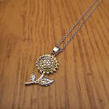 Beautiful sunflower silver and gold with rhinestones stainless steel chain 18 inches