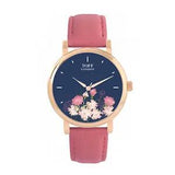Toff London TLWS-37097 Ladies Pink Carnations Flower Watch