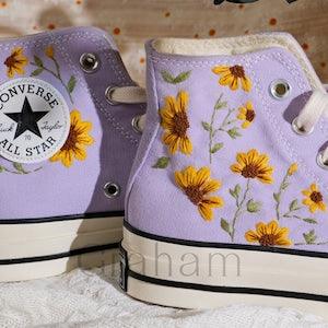 Wedding sneakers/ Valentine Gift/Embroidered Wedding Flowers Shoes /Wedding Converse Converse Embroidered Flowers/sunflower embroidery