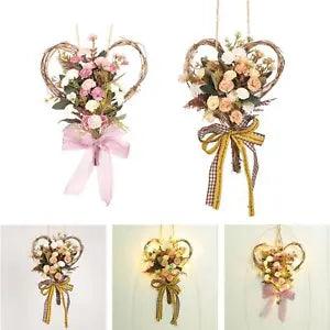 Carnation Flower Wreath Garland Silk Flower Green Leaf Ornament Front Door