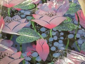 Pink Purple Green Biology Water Lilies? Allover Cotton Fabric 1 Yard