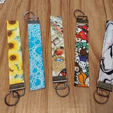 Key fob wristlet, handmade key fob, fabric key fob, key holder,