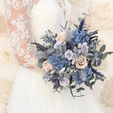 Bouquet EINDHOVEN handmade of dried flower and preserved rose blue gray tint, Bridal bouquet eternal flower ice blue tone for winter wedding