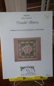 Rare counted needlepoint chart only Down Under Oriental Flowers Peony