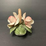 Vintage Nuova Capodimonte Porcelain  pink Rose Basket Figurine Italian hand made bouquet