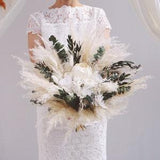 White Peony & Greenery Pampas Grass Bouquet / Eucalyptus wedding bouquet / Bridesmaids bouquet