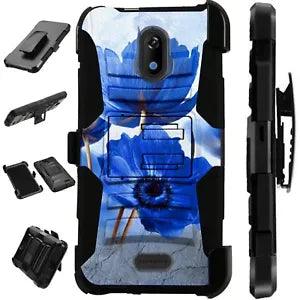 Luxguard For AT&T FUSION Z / MOTIVATE Phone Case Holster Cover PEONY FLOWER BLUE
