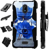 Luxguard For AT&T FUSION Z / MOTIVATE Phone Case Holster Cover PEONY FLOWER BLUE