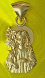 Solid 10KYellow Gold Religious Virgin Mary Mother of God Lily Charm Pendant