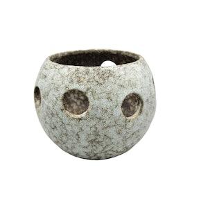 Orchid Planter Stoneware Vintage Lava Bubble Glaze Blue Brown