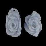 F04719#  1 pair Hand Carved Peony Flower  Angelite Pendant Bead Gemstone