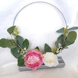Pretty Floral Hoop Ivory and Pink Wedding Bouquet - Alternative Bouquet for Boho Bridesmaids