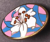 AGC Taiwan Signed Vintage Cloisonne Easter Lily Flower Brooch Pin Egg Pastel 80s