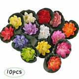 10x 4" Artificial Lotus Flowers Lily Pad Floating Aquarium Pond Plants Ornament