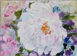 Original Oil Painting Peony Flowers Art Floral Hand Painted Home Decor 7x5 in
