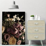 Fresh peony bouquet Canvas Print, Botanical print, Modern Wall Decor, FOR SELF ASSEMBLY