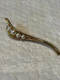Vintage Calla Lily Pearl Brooch Pin Gold Tone Flower