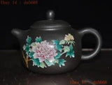5.6"Old China Yixing zisha pottery Painted Peony flower Teapot tea set tea maker