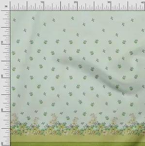 Soimoi Cotton Poplin Fabric Leaves,Azalea & Peony Panel Print Fabric-YFo