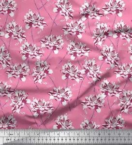 Soimoi Pink Velvet Fabric Peony Floral Decor Fabric Printed metre-Vzk
