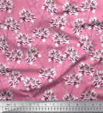 Soimoi Pink Velvet Fabric Peony Floral Decor Fabric Printed metre-Vzk