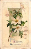 Vintage Postcard Fond Easter Greetings 1911 Flowers, Lily Embossed Postmarked