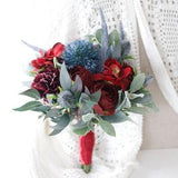 Burgundy navy blue bridal bouquet, wedding peony bouquet, boho bridesmaid bouquets, burgundy bridal bouquet, fall wedding bouquet