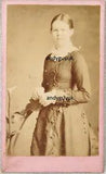 CDV GIRL & CALLA LILY PLANT NEWARK ON TRENT ANTIQUE PHOTO PLANTER BOTANY FLOWER