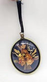 VTG Dried Flowers Wall Art Domed Convex Glass Framed Cideart Made Belgium Blue