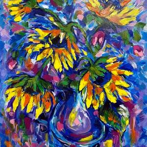 Sunflowers painting on canvas Floral Original art 22x28 Sunflowers artwork Floral wall art