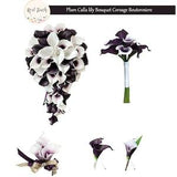 Build your wedding package-Soft real touch quality lifelike artificial calla lily cascade bouquet corsage boutonnieres royal regency purple