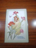 c1910 Fantasy Art Postcard; Fairy Girl Carnation Flowers Happy Days be Thine