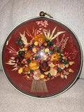 Vintage Cideart Dried Straw Flower Convex Glass Frame BOHO Wall Art Belgium 10???