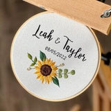 Personalized couple wedding hoop, embroidery hoop wedding, wedding gift, names embroidery, sunflower embroidery hoop