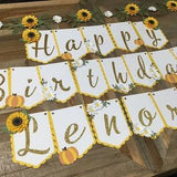 Sunflower high chair banner, Happy Birthday Banner, floral high chair banner, 1st birthday high chair banner, custom order