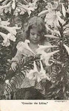 Postcard Girl Flowers Consider The Lilies Divided Back