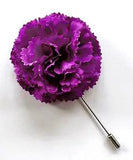 2" Purple Carnation Silk Flower Stick Lapel Pin Men's Women's