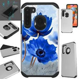 Fusion Case For Samsung Phone Cover+SCREEN PROTECTOR/ PEONY FLOWER BLUE