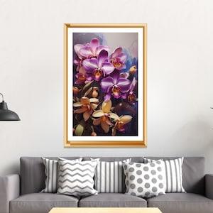 Vibrant Orchid Wall Art Print - Purple Floral Decor, Watercolor Orchids, Botanical Home Decor, Nature Inspired Art, watercolor abstract