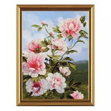 Counted Cross Stitch Kit  peonies flowers DIY  needlepoint threads
